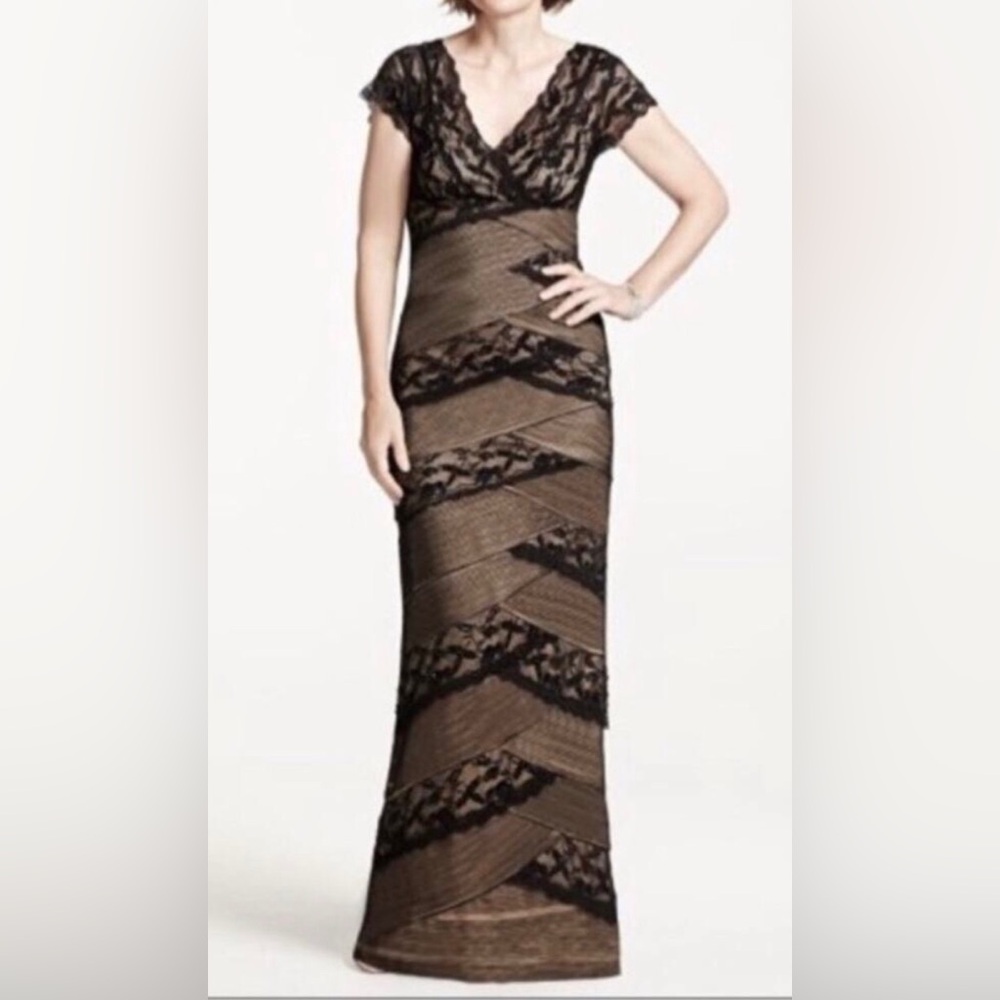 Marina maxi gown floral lace embellished cocktail dress